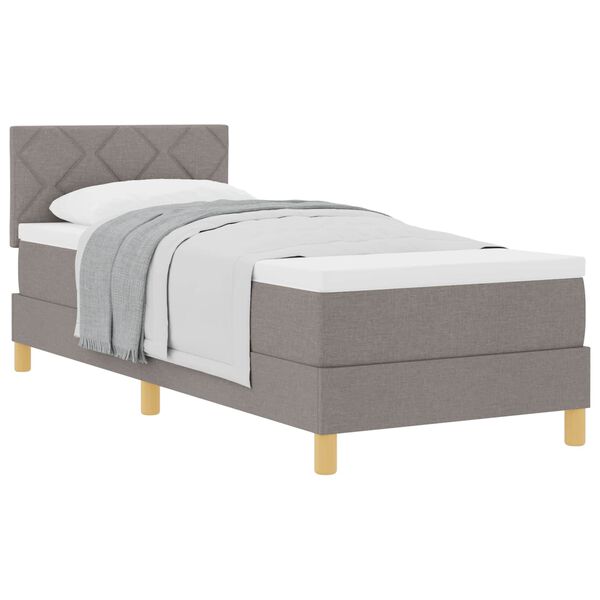 vidaXL Boxspringbett mit Matratze mit Kopfteil Taupe 80 x 200 cm Stoff