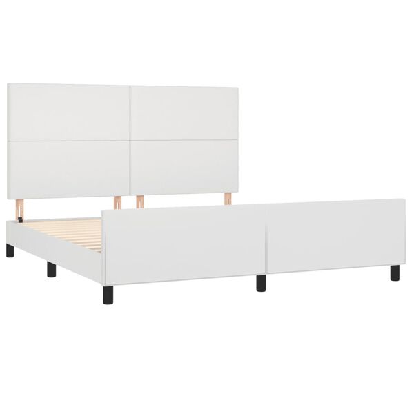 vidaXL Bettgestell mit Kopfteil Wei&szlig; 160x200 cm Kunstleder