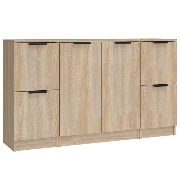 vidaXL Sideboards 3 Stk. Sonoma-Eiche Holzwerkstoff