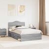 vidaXL Bettrahmen Graues Sonoma 135 x 190 cm Massives Kiefernholz