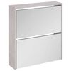 vidaXL Schuhschrank mit Spiegel 2 F&auml;cher Betongrau 63x17x67 cm