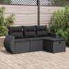 vidaXL 4-tlg. Garten-Sofagarnitur mit Kissen Schwarz Poly Rattan