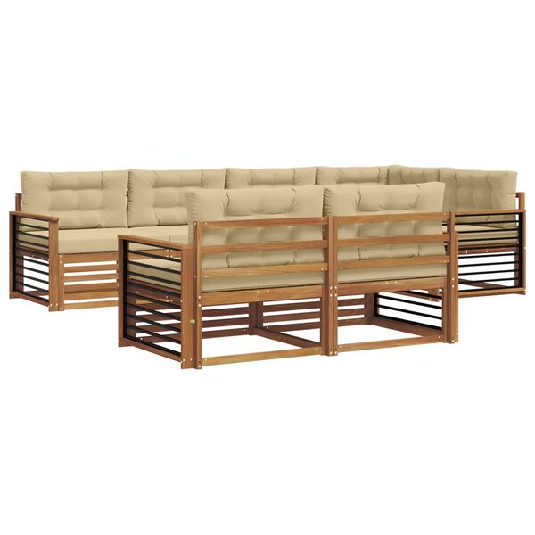 vidaXL Outdoor-Sofagarnitur mit Kissen 7 pcs Natur und Beige