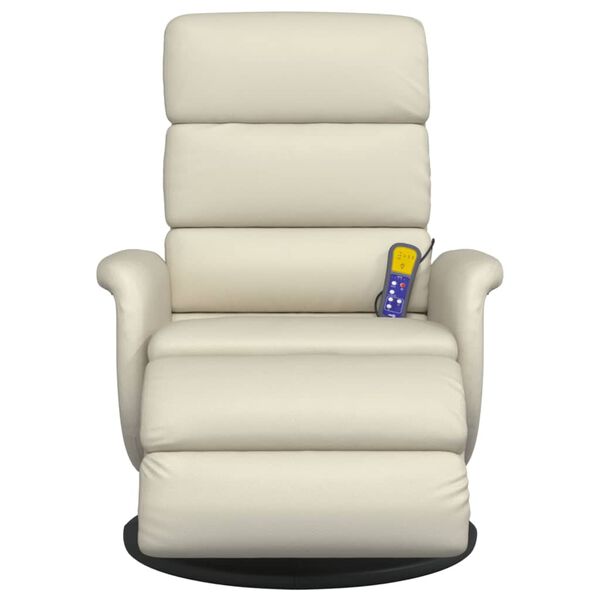 vidaXL Massagesessel mit Fu&szlig;teil Creme Kunstleder