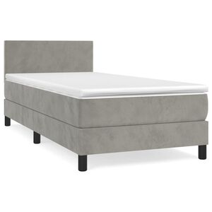 vidaXL Boxspringbett mit Matratze Hellgrau 80x200 cm Samt