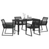 vidaXL Garten Essgruppe 5 pcs Schwarz Pulverbeschichteter Stahl