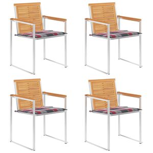 vidaXL Gartenst&uuml;hle 4 Stk. mit Kissen Massivholz Teak