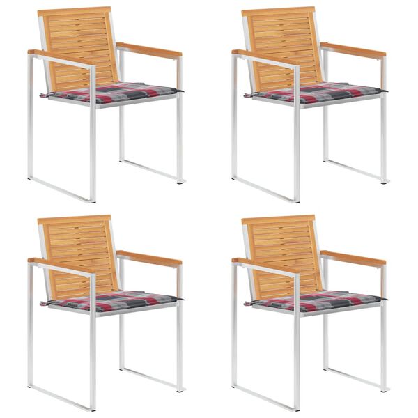 vidaXL Gartenst&uuml;hle 4 Stk. mit Kissen Massivholz Teak