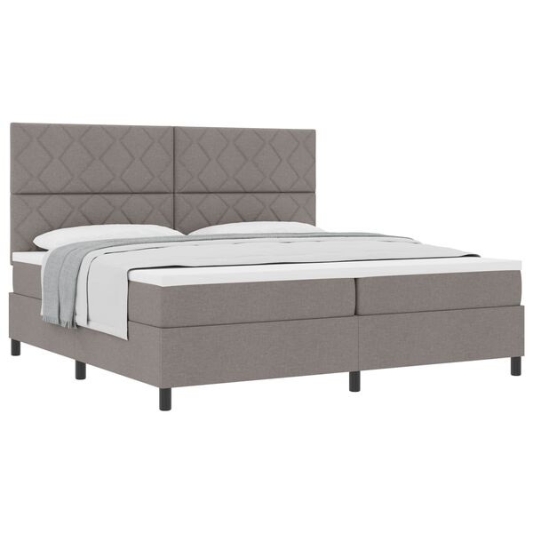 vidaXL Boxspringbett mit Matratze Taupe 200 x 200 cm Stoff