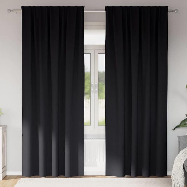 vidaXL Verdunkelungs-Vorh&auml;nge mit Ringen 2 pcs Schwarz 260 x 140 cm