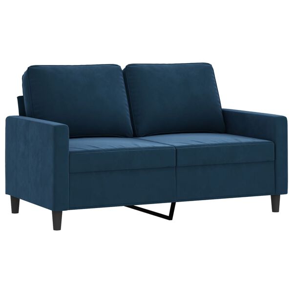 vidaXL 2-tlg. Sofagarnitur mit Kissen Blau Samt