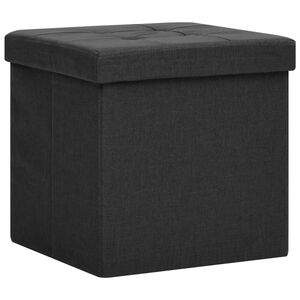 vidaXL Hocker mit Stauraum Schwarz Leinenoptik