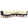 vidaXL 7-tlg. Garten-Lounge-Set mit Kissen Poly Rattan Schwarz
