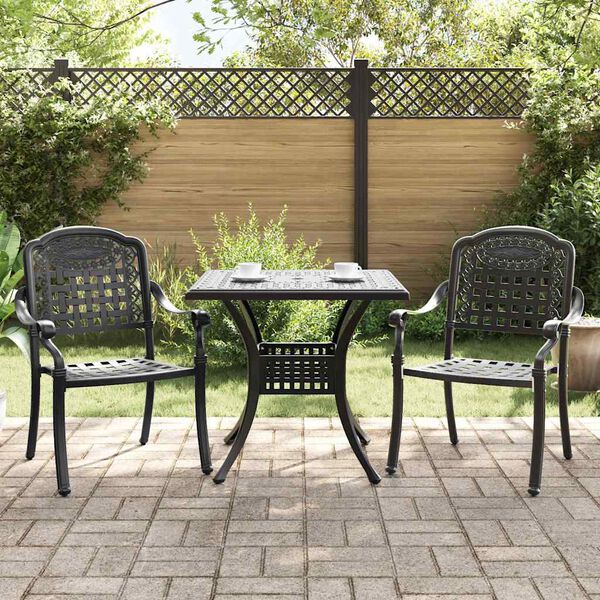 vidaXL Gartentisch Set 3 pcs Schwarz Gussaluminium