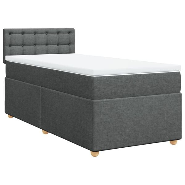 vidaXL Boxspringbett mit Matratze Dunkelgrau Stoff