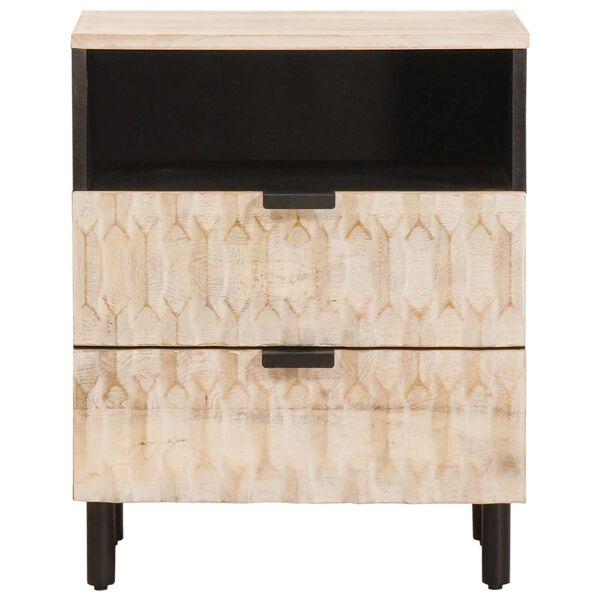 vidaXL Nachttisch mit Schubladen Wei&szlig; 50 x 33 x 60 cm Massivholz Mango