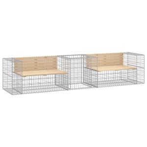 vidaXL Gartenbank mit Gabione Massivholz Kiefer