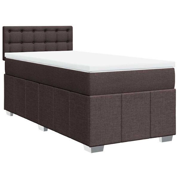 vidaXL Boxspringbett mit Matratze Dunkelbraun 90x200 cm Stoff