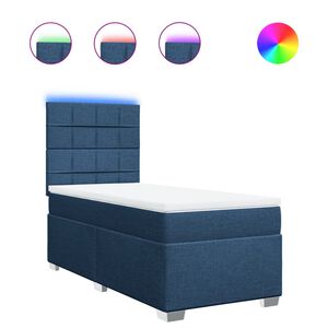 vidaXL Boxspringbett mit Matratze Blau 80x200 cm Stoff