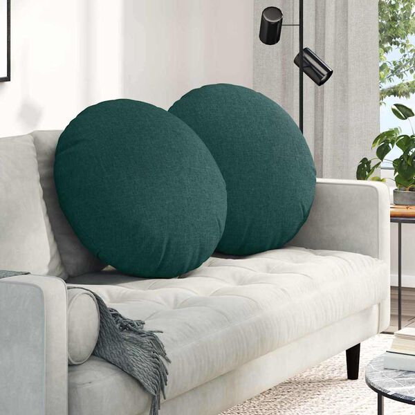 vidaXL Sitzkissen 2 pcs Dunkelgr&uuml;n &Oslash;60 x 21 cm Stoff