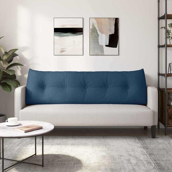 vidaXL R&uuml;cken Kissen Blau 160 x 24 x 50 cm Stoff