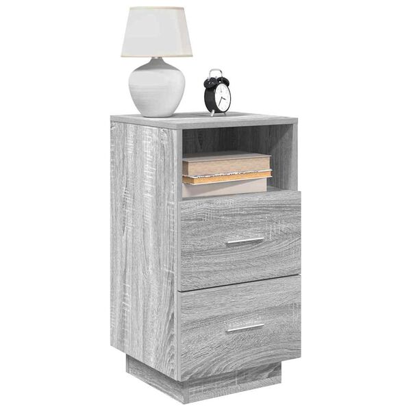 vidaXL Nachttische 2 Stk. mit 2 Schubladen Grau Sonoma 36x36x68 cm
