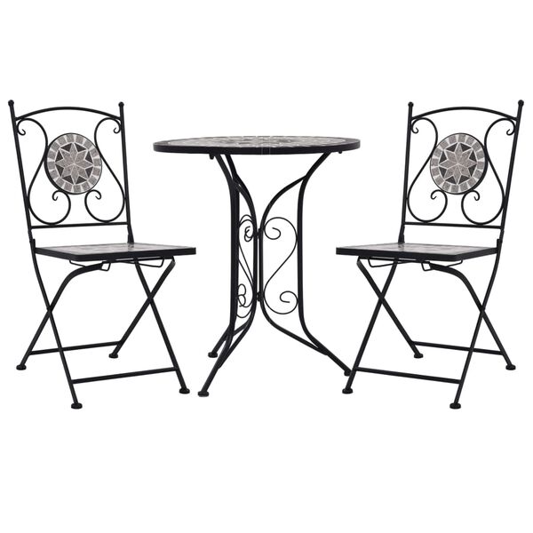 vidaXL 3-tlg. Bistro-Set Mosaik Keramik Grau