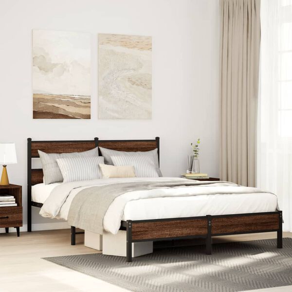 vidaXL Bettgestell ohne Matratze Braun Eiche 140x190 cm Holzwerkstoff