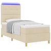 vidaXL LED Boxspringbett mit Matratze Creme 80 x 200 cm Stoff