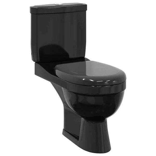 vidaXL Toilette mit Spülkasten Schwarz