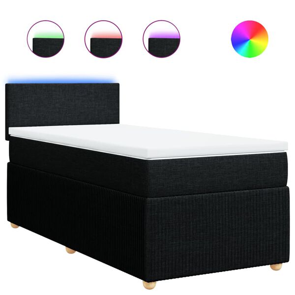 vidaXL Boxspringbett mit Matratze Schwarz 80x200 cm Stoff