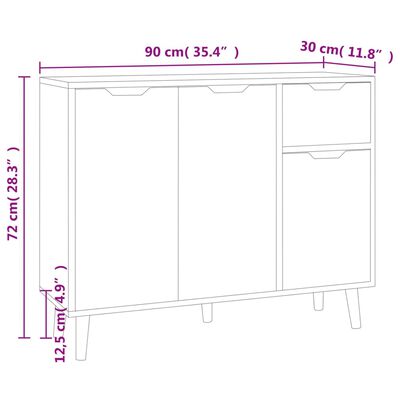 vidaXL Sideboard Betongrau 90x30x72 cm Holzwerkstoff