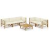 vidaXL 6-tlg. Garten-Lounge-Set mit Cremewei&szlig;en Kissen Bambus