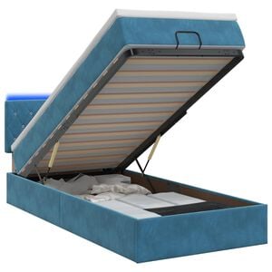 vidaXL Ottoman-Bett mit Matratze und LED Dunkelblau 80 x 200 cm Samt
