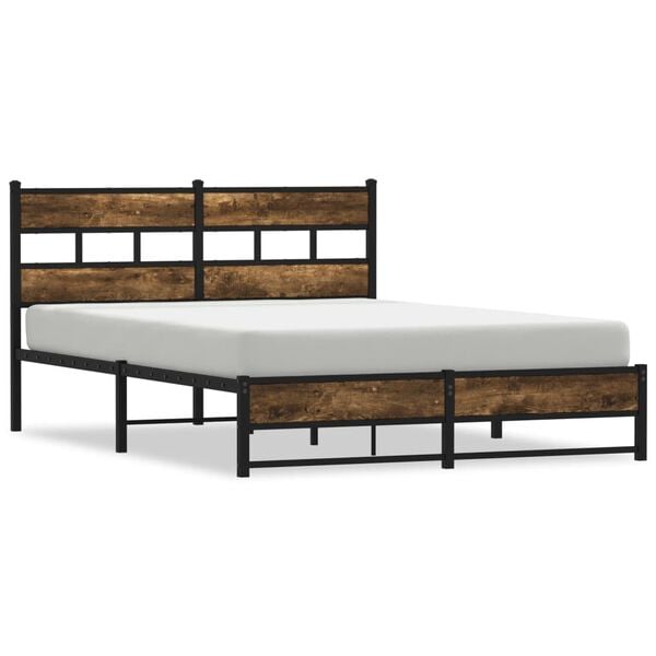 vidaXL Metallbett ohne Matratze R&auml;uchereiche 140x190 cm