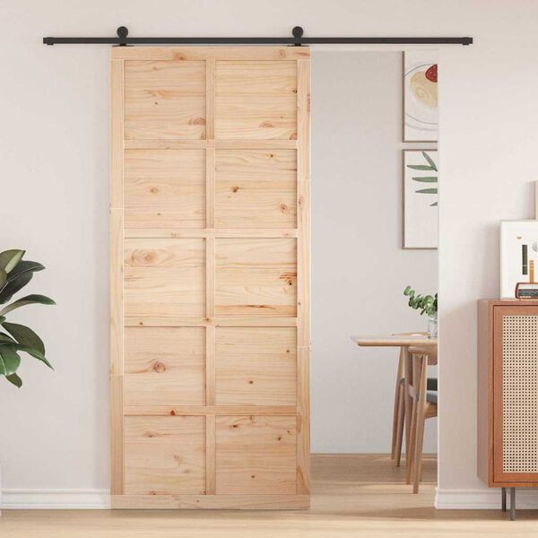 vidaXL Scheunent&uuml;r Braun 100 x 2,5 x 208 cm Massives Kiefernholz