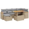 vidaXL 7-tlg. Garten-Sofagarnitur mit Kissen Beige Poly Rattan