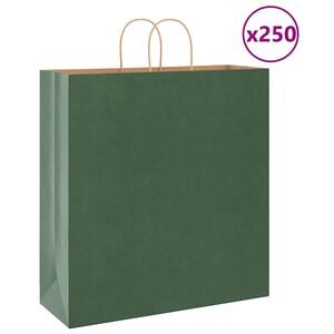 vidaXL Papiertragetaschen 250 Stk. mit Henkeln Gr&uuml;n 45x17x48 cm