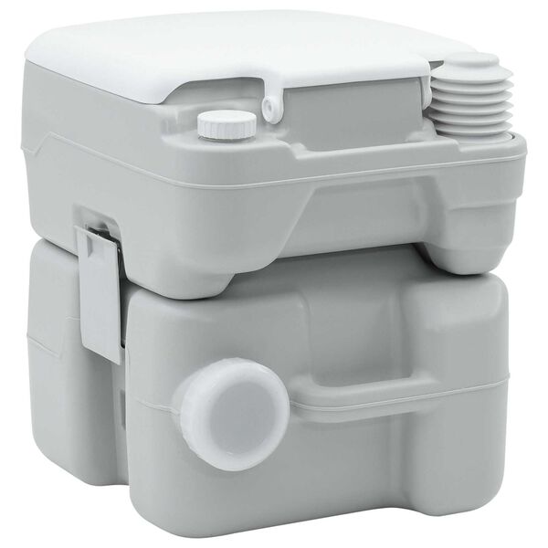 vidaXL Camping-Toilette Grau und Wei&szlig; 41,5 x 36,5 x 42 cm Polyethylen