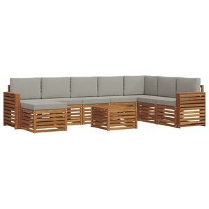 vidaXL Outdoor-Sofagarnitur mit Kissen 9 pcs Nat&uuml;rlich und Hellgrau