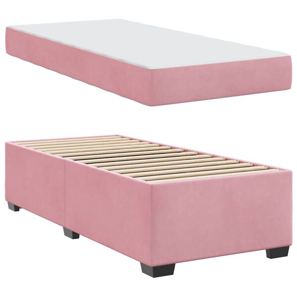 vidaXL Bettrahmen mit Matratze Rosa 90 x 190 cm Stoff