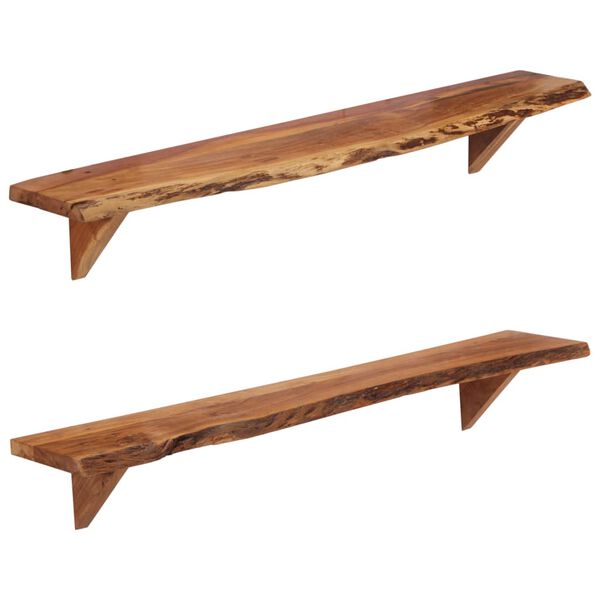 vidaXL Wandregale 2 Stk. 110x20x18 cm Massivholz Akazie