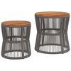 vidaXL Garten-Beistelltische 2 Stk. mit Holzplatte Grau Poly Rattan