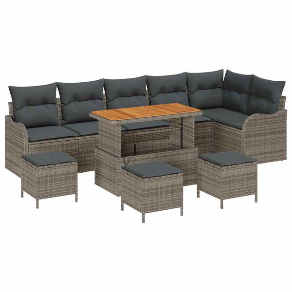 vidaXL Garten-Sofa-Set 10 pcs Grau Poly-Rattan