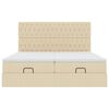 vidaXL Ottoman-Bett mit Matratzen Creme 200x200 cm Stoff