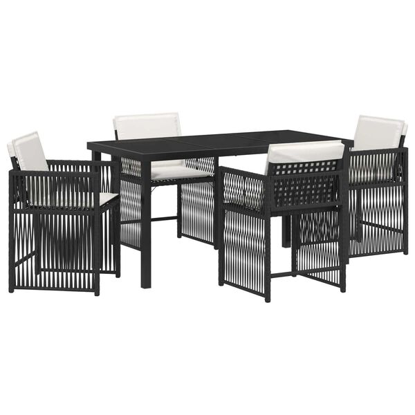 vidaXL Garten Essgruppe 5 pcs Schwarz Poly-Rattan