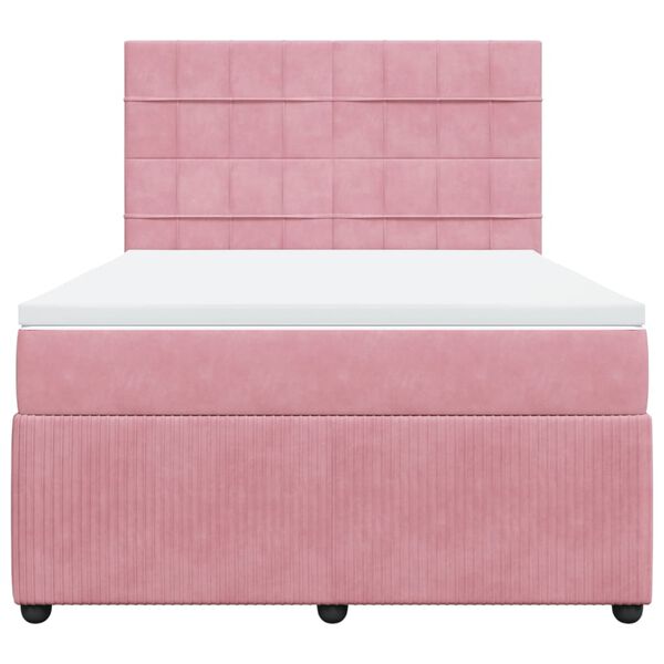 vidaXL Boxspringbett mit Matratze Rosa 140x200 cm Samt