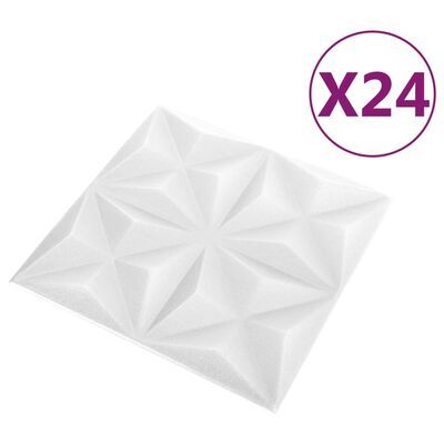 vidaXL 3D-Wandpaneele 24 Stk. 50x50 cm Origami Weiß 6 m²