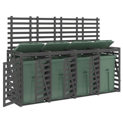 vidaXL Mülltonnenbox für 4 Tonnen Grau Massivholz Kiefer