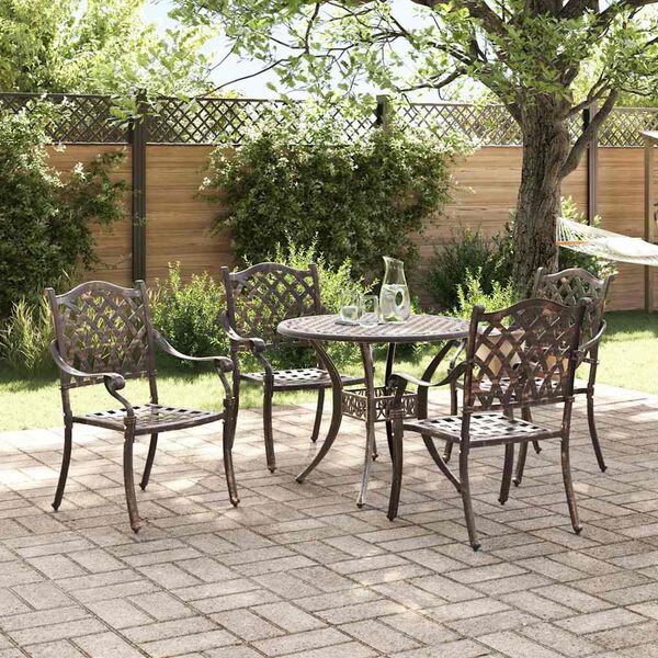vidaXL Garten Essgruppe 5 pcs Bronze Aluminium